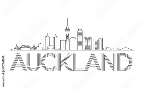 Auckland City Skyline Minimalist Outline Design of the City's Architecture and Wordmark for a Clean and Modern Aesthetic