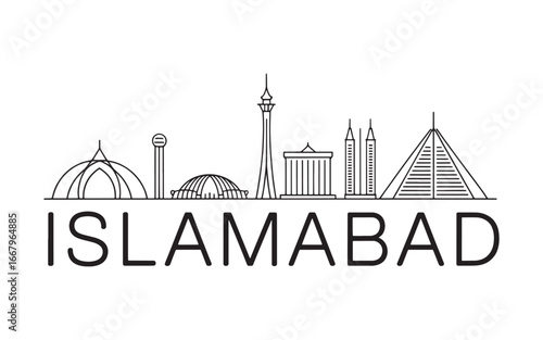 Islamabad Skyline Silhouette An Elegant Representation of Pakistani Architecture and Urban Design in a Minimalist Style