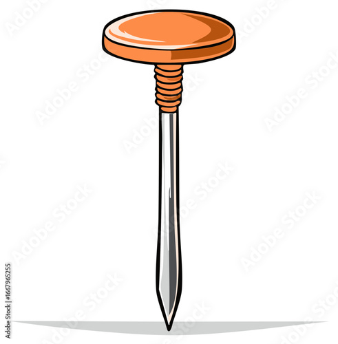 Tack with Orange Head Illustration Home Improvement Metal Fastener