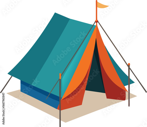 Tent With Windbreaker Poles Secured Outside