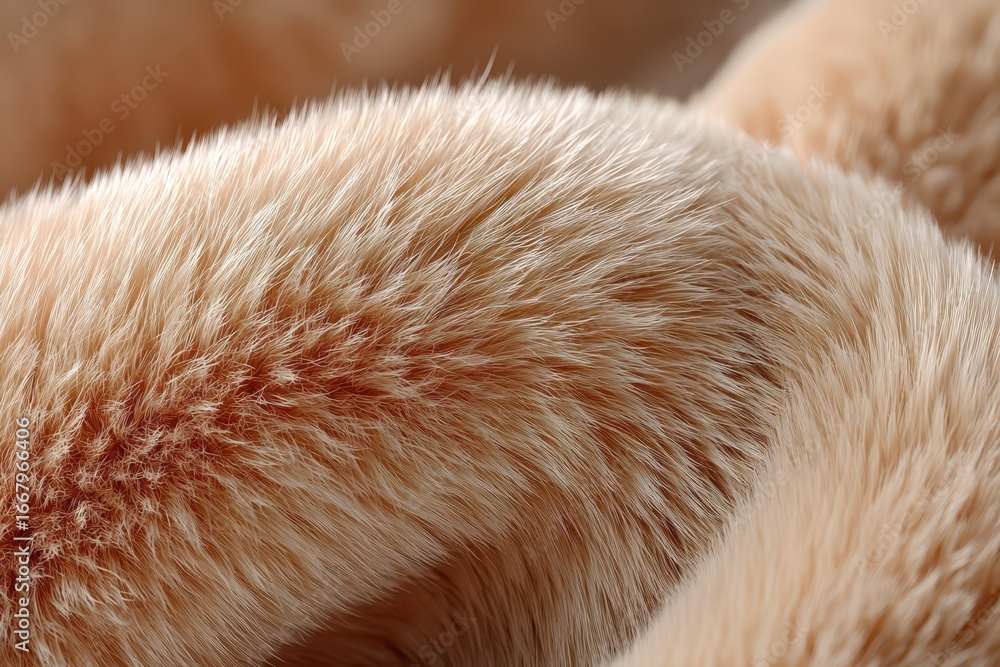 Fototapeta premium Luxurious light brown faux fur texture: a soft, warm, detailed close-up.