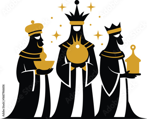 Three Wise Men Presenting Gold Frankincense