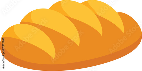 Flat cartoon vector illustration of golden challah bread isolated on white for food graphics