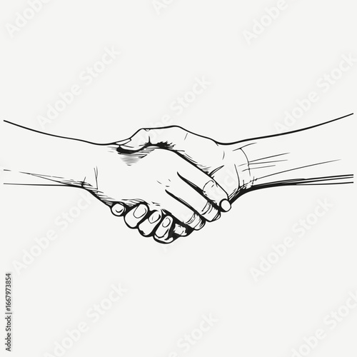 woman's handshake sketch illustration vector