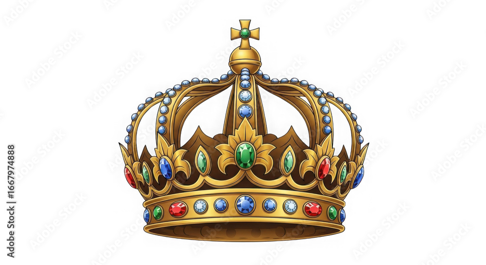 Fototapeta premium Gold Crown With Jewels Royal Clipart