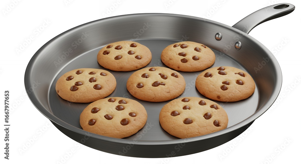 Fototapeta premium Chocolate chip cookies frying pan image