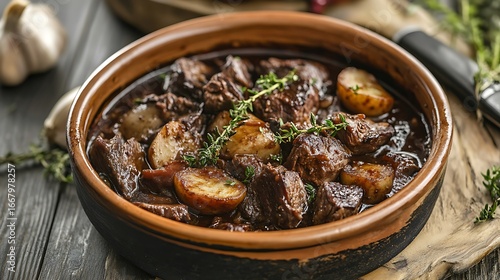 French beef in red wine known as daube boeuf provencal