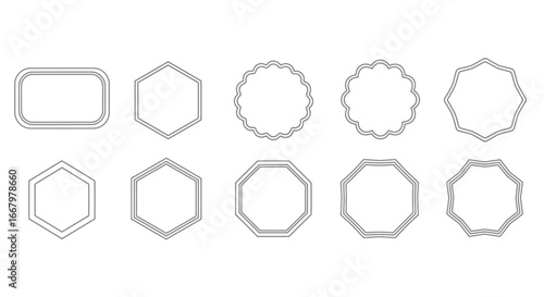 Diverse decorative outline shapes for graphic design projects and branding elements