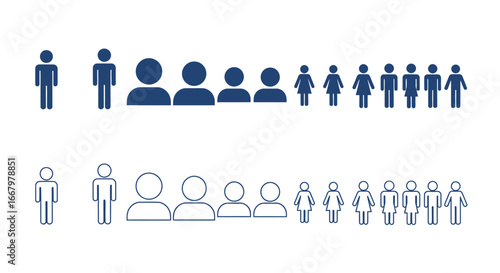 Diverse people icons show population growth and demographic representation for business analysis