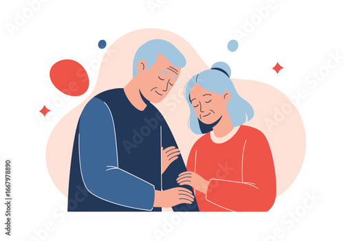 Elderly couple enjoying a peaceful moment of tender connection and shared affection