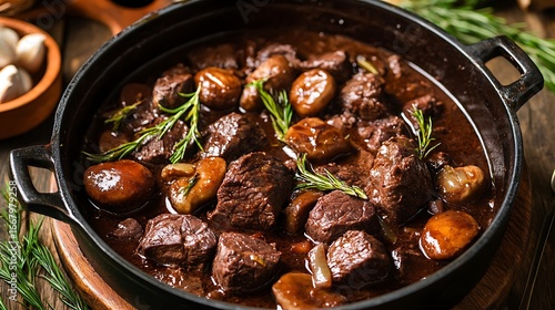 French beef in red wine known as daube boeuf provencal