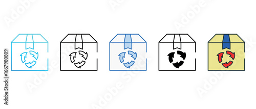 Cardboard Recycling icon design with white background stock illustration