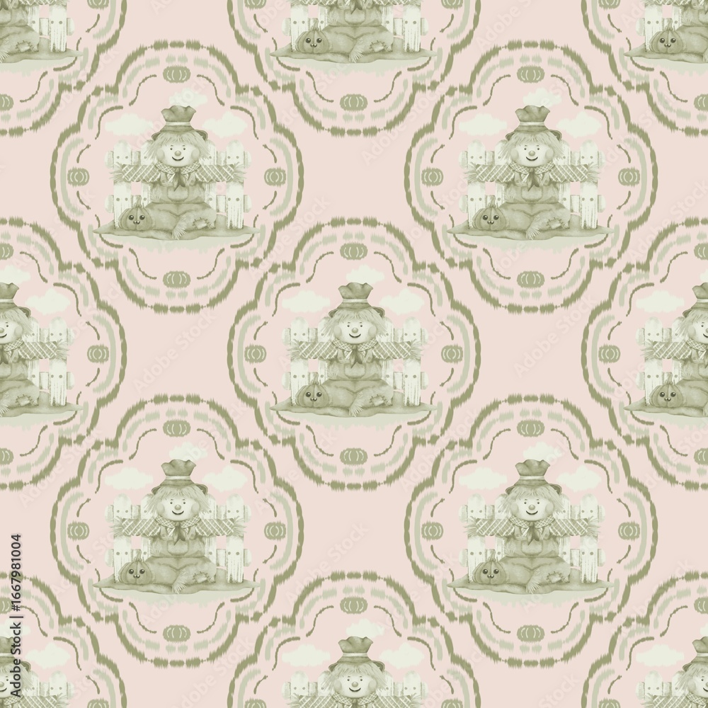 Autumn Fall Ikat Digital Seamless Background for Fabric, Scrapbook, Party Decor Autumn Fall Ikat Digital Seamless Background for Fabric, Scrapbook, Party Decor