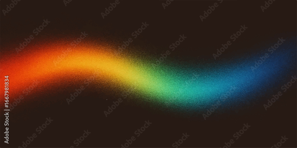 Fototapeta premium Bright colorful rainbow waves glow against a dark digital background with light ray patterns