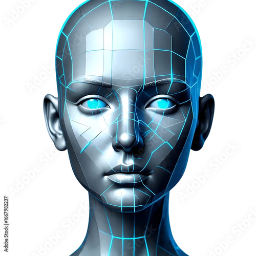 AI Face Recognition Technology Digital Concept Isolated