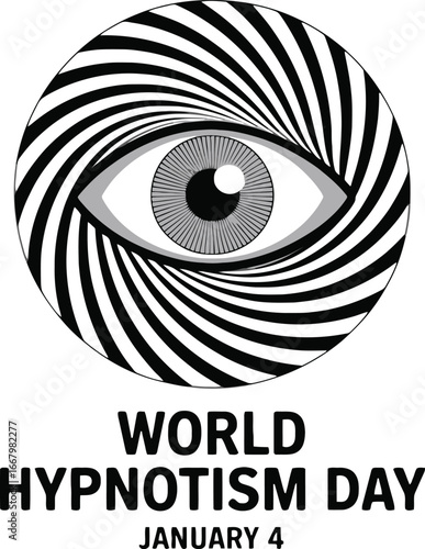 World Hypnotism Day: An Eye-Catching Graphic with Swirling Black and White Lines