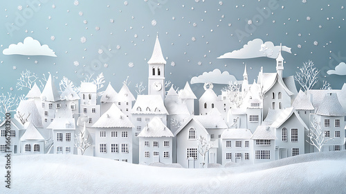 Wallpaper Mural Winter Wonderland A Papercut Village Scene Torontodigital.ca