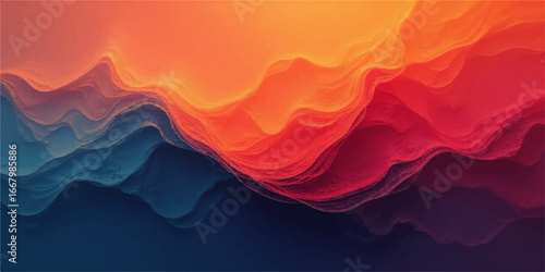 Abstract red wave pattern illustration with a fluid light and curved design