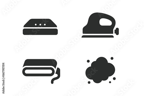 Sanding tools solid glyph icon set. Woodwork equipment for construction and renovation. Sander, sandpaper, block, belt and dust symbols. DIY, carpentry concept vector.