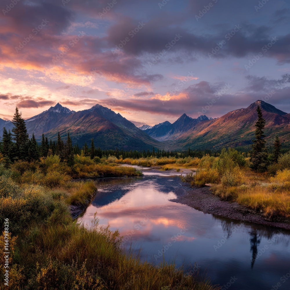Fototapeta premium wide angle Alaska wilderness wallpaper