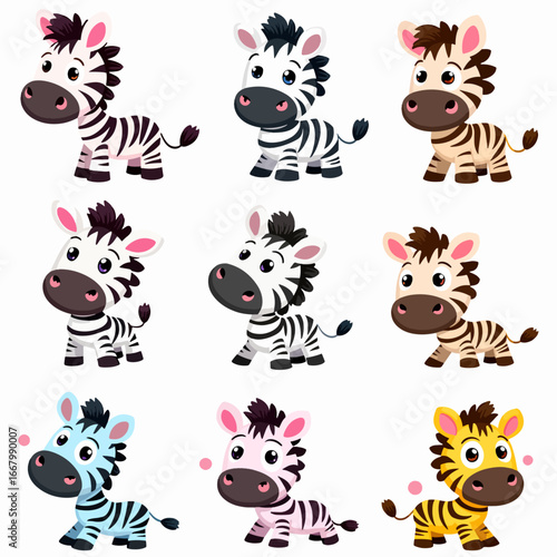 set of funny animals zebra