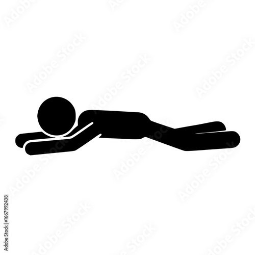 Stickman Exhausted on Floor SVG Clip Art