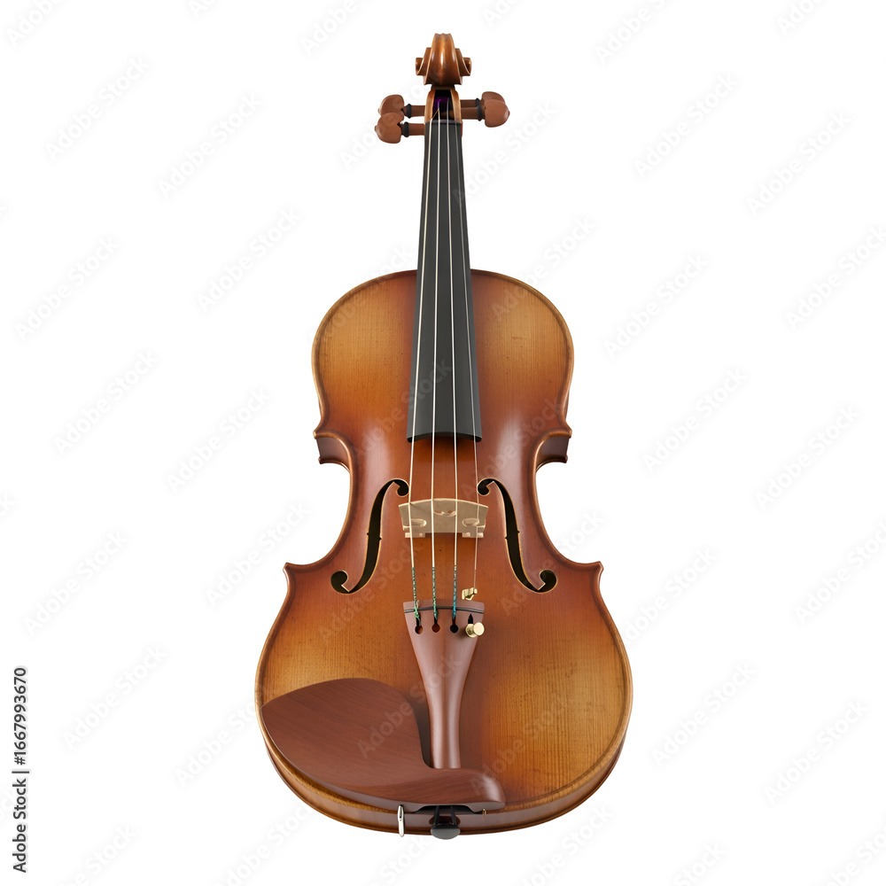 Obraz premium Violin Displays Its Classic Design, Showcasing Strings, Wood Grain, and Elegant Form on Black