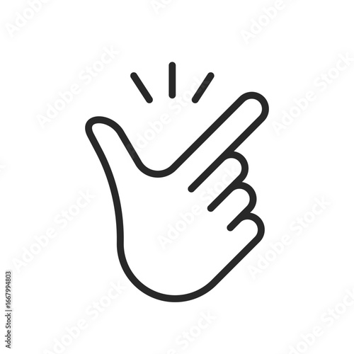Hand snapping fingers line icon. Metaphor for easy to use technology, intuitive apps and simple solutions. Vector illustration