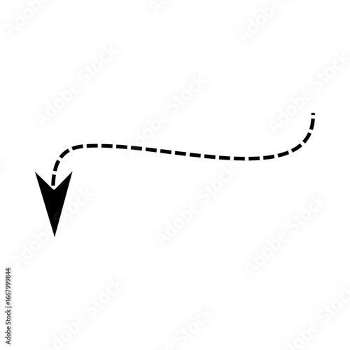 A simple hand-drawn dotted arrow curves and points downward to the left, suggesting direction or a pathway