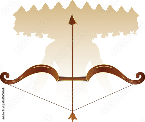 Dussehra elements: Ram ji bow dussehra with ravan dahan silhouette, 