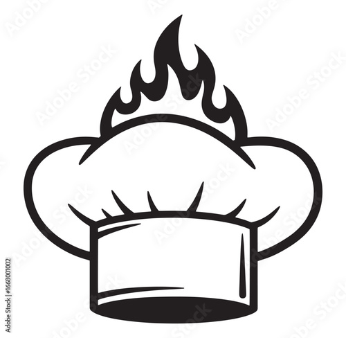 Creative illustration of a chef hat with flames representing passionate cooking concepts