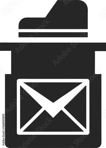 Black mailbox icon with envelope symbol