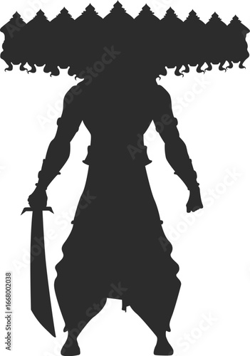 Dussehra with ravan dahan or sword black Silhouette clip art Illustration elements 