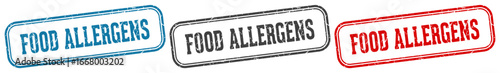 food allergens stamp. food allergens rectangular stamp set isolated on white background