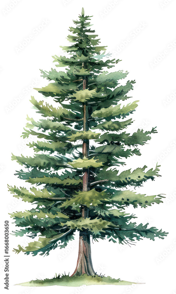 Fototapeta premium PNG An isolated fir tree illustration watercolor nature.