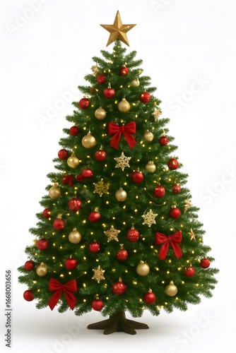 Christmas Tree on Plain White Background