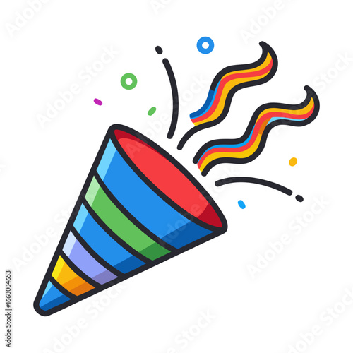 Flat a confetti popper logo icon vector illustration design