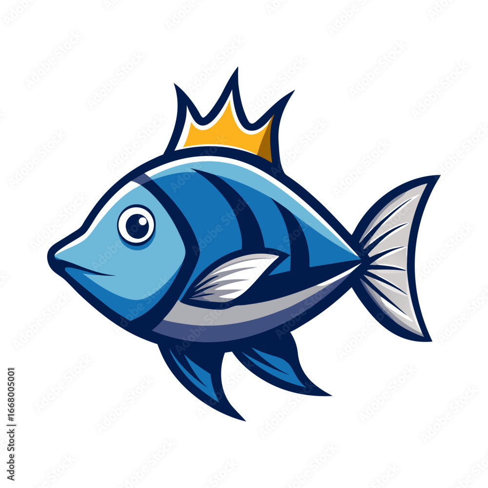 Obraz premium Flat a crown fish logo icon vector illustration design