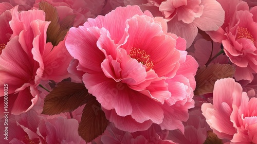 Pink Peony Bloom Closeup