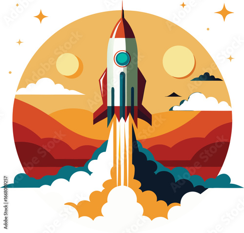 Dynamic rocket launching silhouette design for space exploration