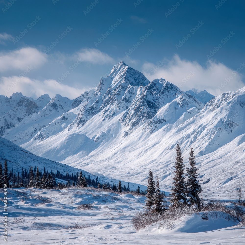 Fototapeta premium winter adventure Alaska snowy range wallpaper