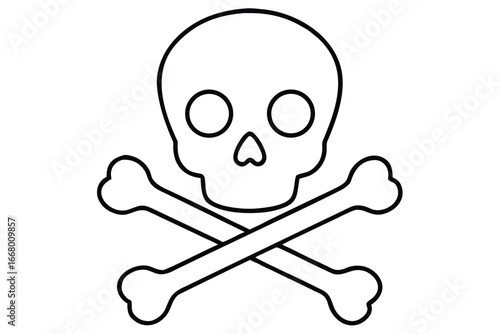 line art vector of a creepy skull with crossbones
