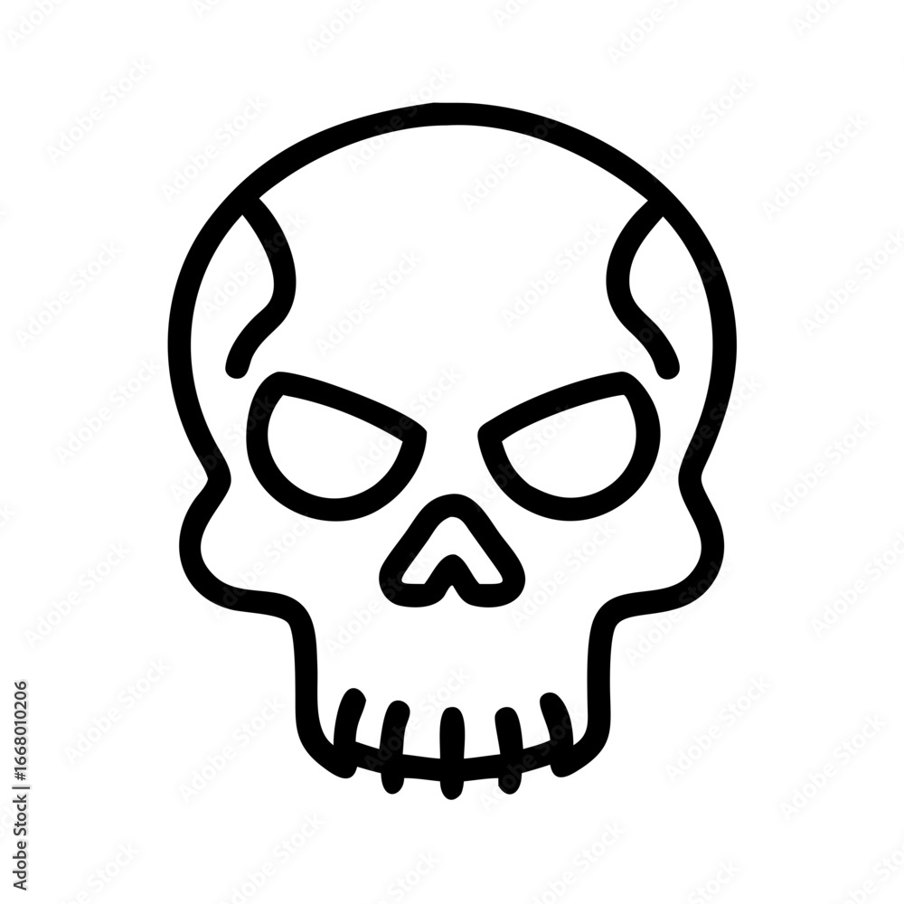 Fototapeta premium Simple black and white skull drawing with bold lines on white background – stock vector icon in line style