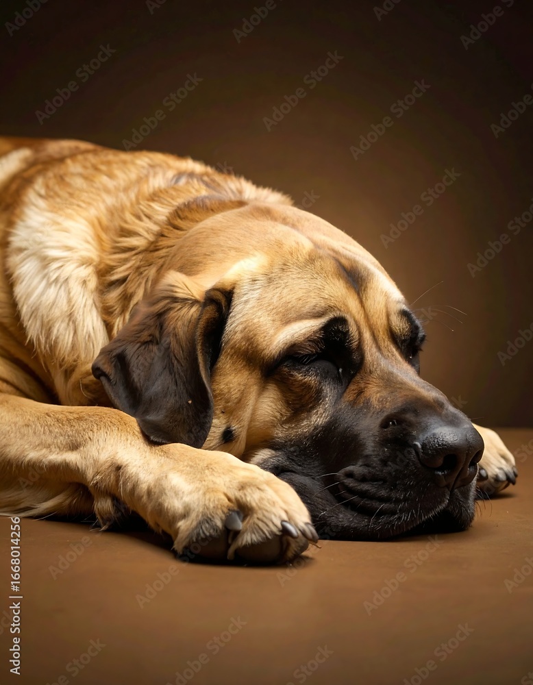 Obraz premium Mastiff Dog Sleeping Studio Portrait