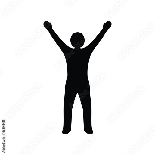 Silhouette of a person with arms raised in a triumphant gesture