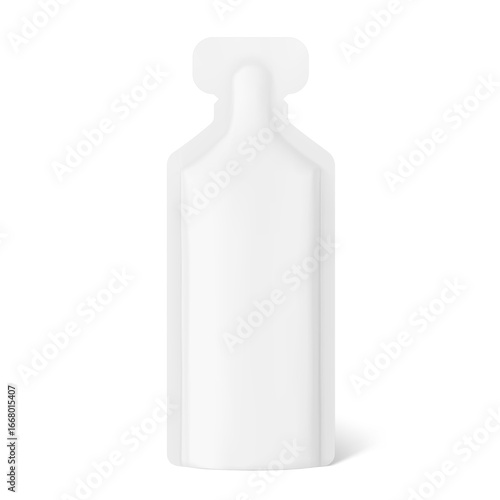 Injection pouch bag packaging mockup for juice, jelly, milk, liquid food. Vector illustration  isolated on white background. Front view. Can be use for template your design, presentation. EPS10.