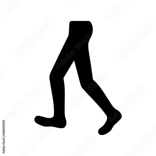 Stylized black silhouette of walking legs for pedestrian crossing symbol
