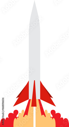Illustration of a Rocket Launching into Space