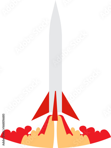 Illustration of a Rocket Launching into Space