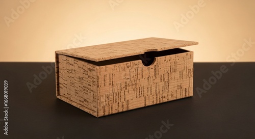 Elegant cork box with lid slightly ajar, perfect for storage or gifting needs